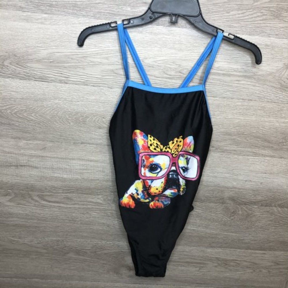 Quintsoul Small One Piece Funny Dog Swimsuit Black